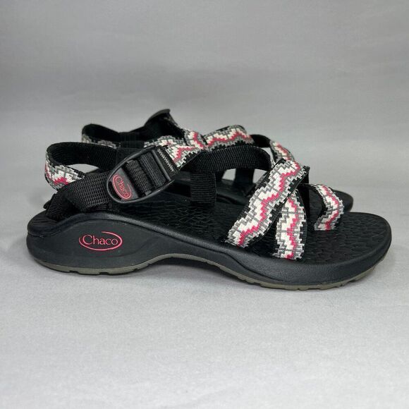 Chaco Updraft EcoTread-2 Sandal Women's Size 6 Black Gray Pink Tapestry Toe Loop - Picture 1 of 12